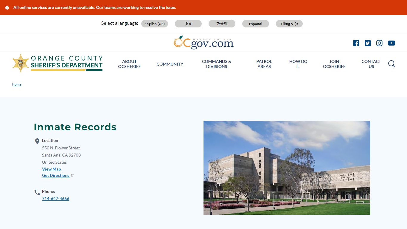 Inmate Records | Orange County California - Sheriff's Department