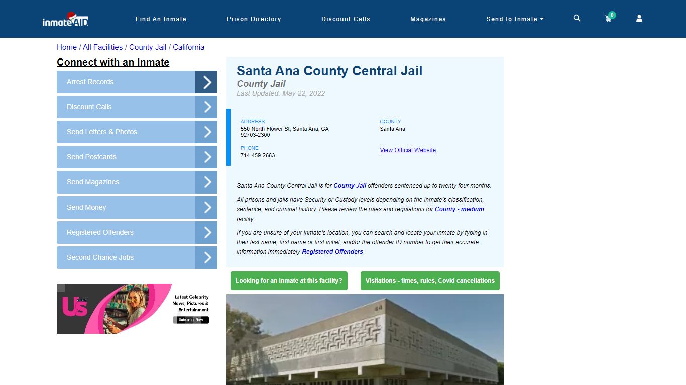 Santa Ana County Central Jail - Inmate Locator - Santa Ana, CA
