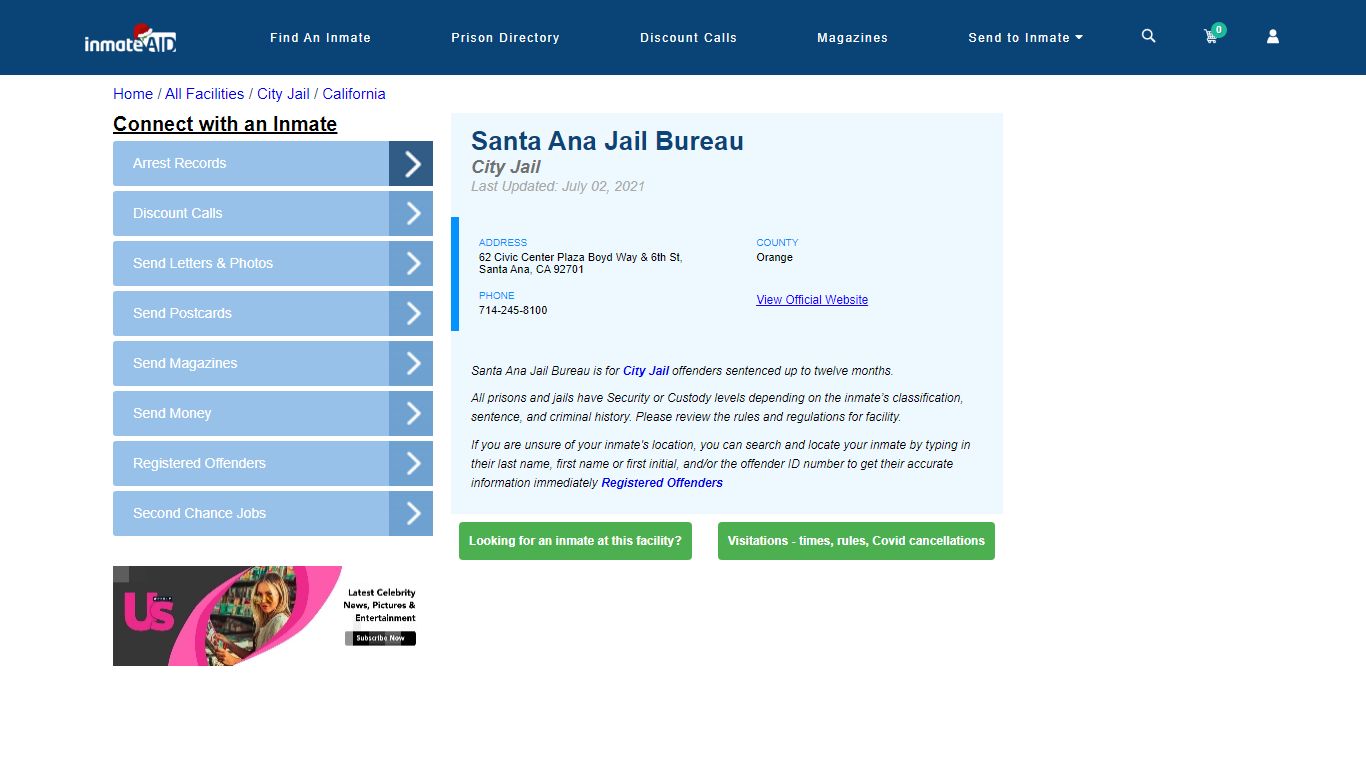 Santa Ana Jail Bureau | Inmate Locator